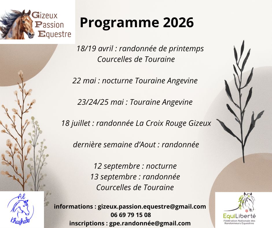 GIZEUX PASSION EQUESTRE CALENDRIER